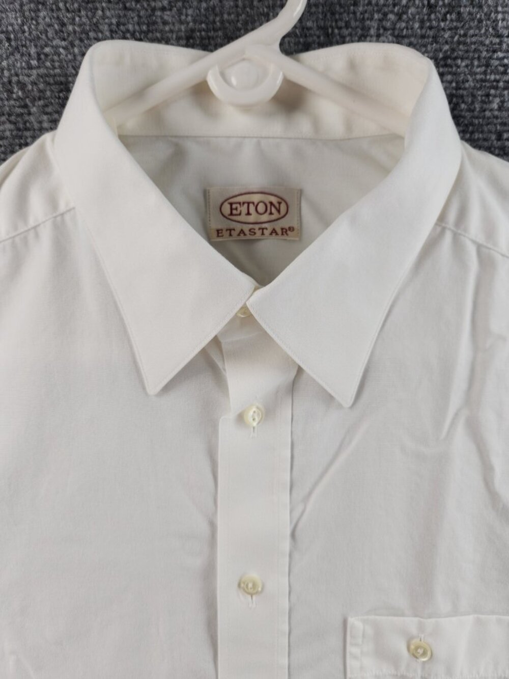 Eton White Point 17.5 Cotton Shirt Work Button Up Premium Mens Solid Pocket